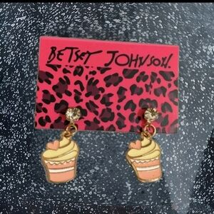 Betsey Johnson Drop Heart Cupcake Earrings
